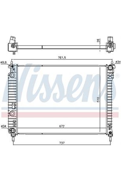 Radiatore, Raffreddamento motore NISSENS 123-616905