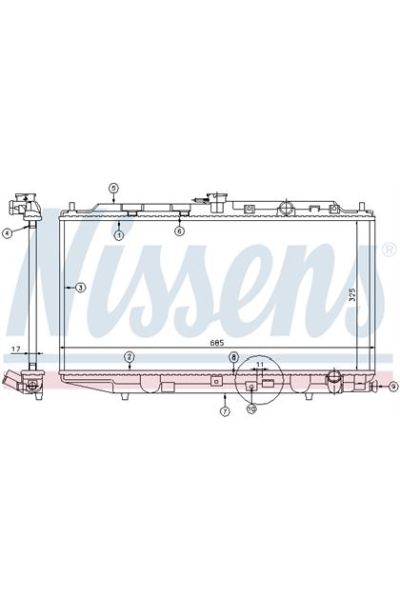 Radiatore, Raffreddamento motore NISSENS 123-62256