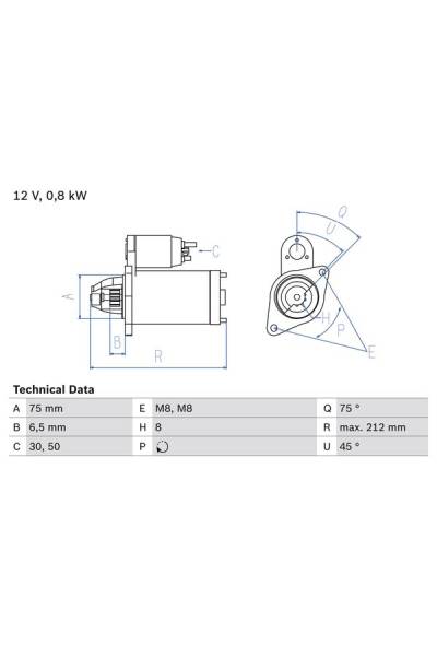 Motorino d'avviamento bosch 30-0 986 014 371