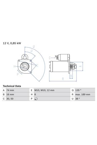 Motorino d'avviamento bosch 30-0 986 014 991