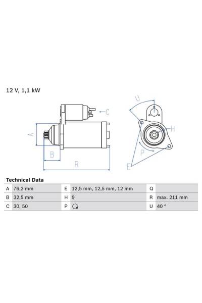 Motorino d'avviamento bosch 30-0 986 017 830