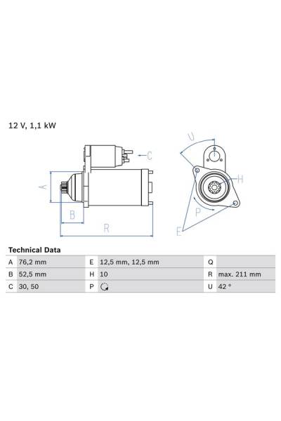 Motorino d'avviamento bosch 30-0 986 018 040