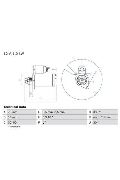 Motorino d'avviamento bosch 30-0 986 018 570