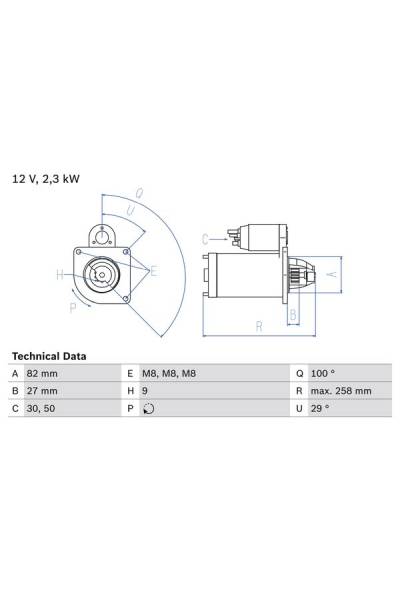 Motorino d'avviamento bosch 30-0 986 018 950