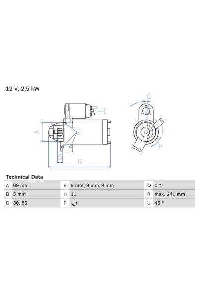 Motorino d'avviamento bosch 30-0 986 022 020