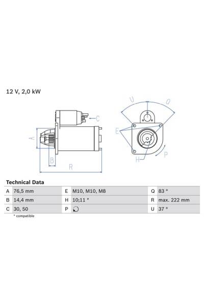 Motorino d'avviamento bosch 30-0 986 023 530