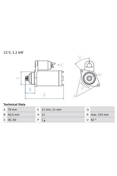 Motorino d'avviamento bosch 30-0 986 025 360