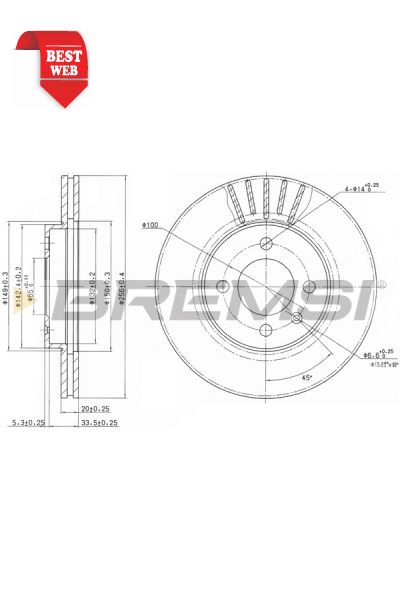 Disco  freno bremsi DBA207V