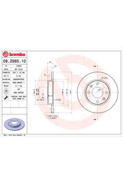 Disco  freno BREMBO 65-08.2985.10