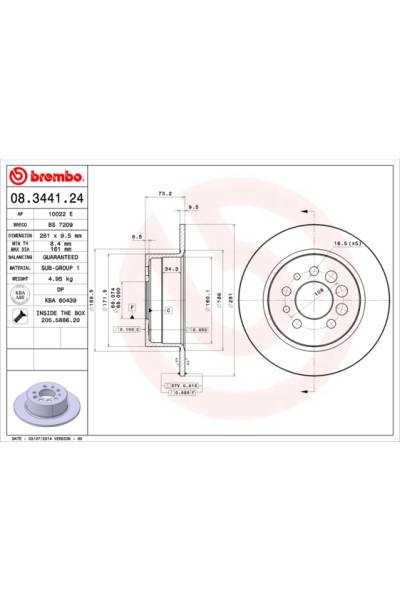 Disco  freno BREMBO 65-08.3441.24