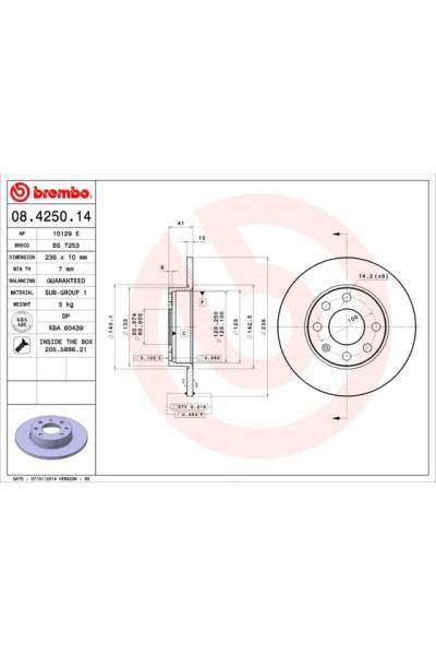 Disco  freno BREMBO 65-08.4250.14