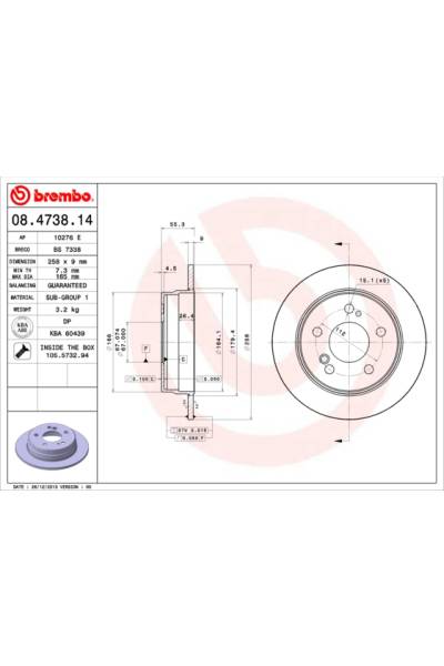 Disco  freno BREMBO 65-08.4738.14