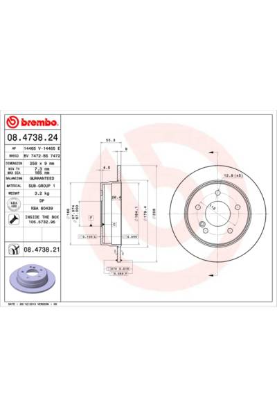 Disco  freno BREMBO 65-08.4738.21