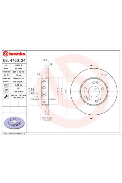 Disco  freno BREMBO 65-08.4750.34