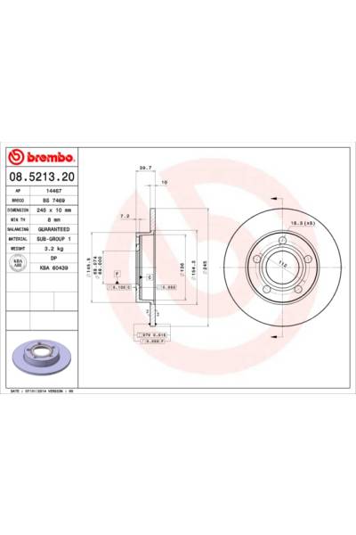 Disco  freno BREMBO 65-08.5213.20