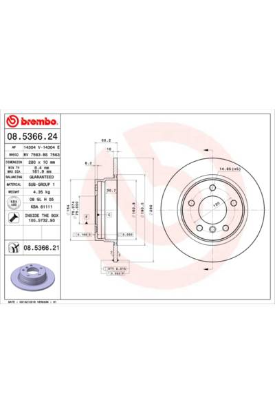 Disco  freno BREMBO 65-08.5366.21