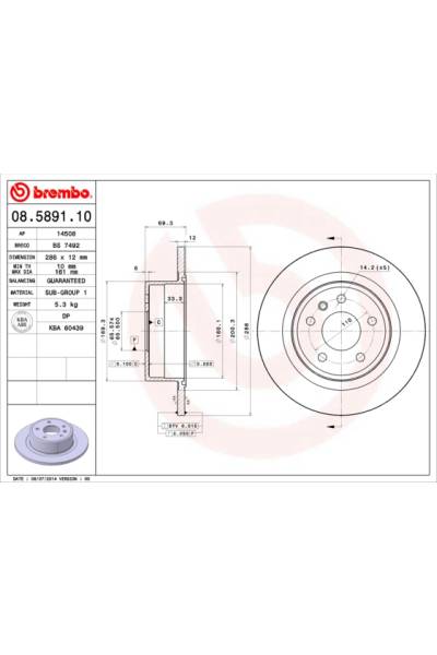 Disco  freno BREMBO 65-08.5891.10