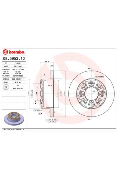 Disco  freno BREMBO 65-08.5952.10