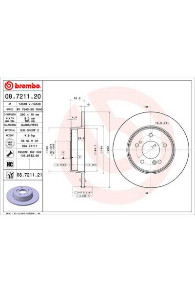 Disco  freno BREMBO 65-08.7211.21