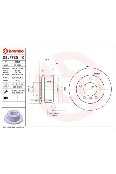 Disco  freno BREMBO 65-08.7725.10