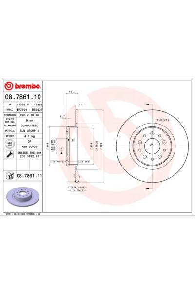 Disco  freno BREMBO 65-08.7861.11