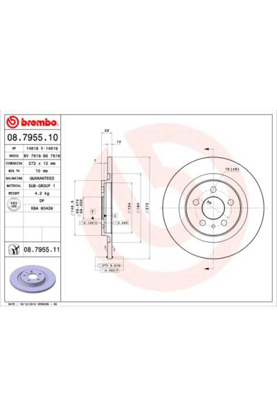 Disco  freno BREMBO 65-08.7955.11