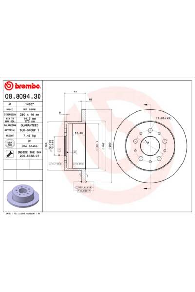 Disco  freno BREMBO 65-08.8094.30