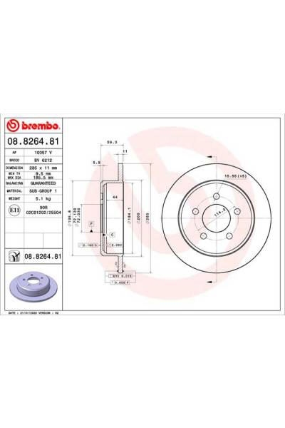 Disco freno brembo 65-08.8264.81