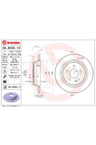 Disco freno brembo 65-08.8405.11