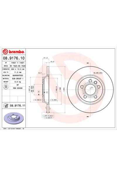 Disco  freno BREMBO 65-08.9176.11