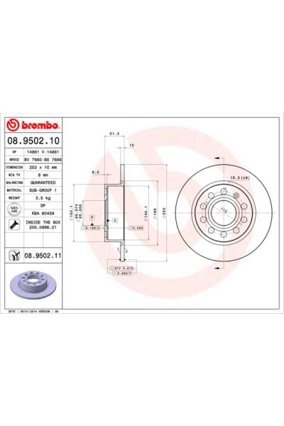 Disco  freno BREMBO 65-08.9502.11