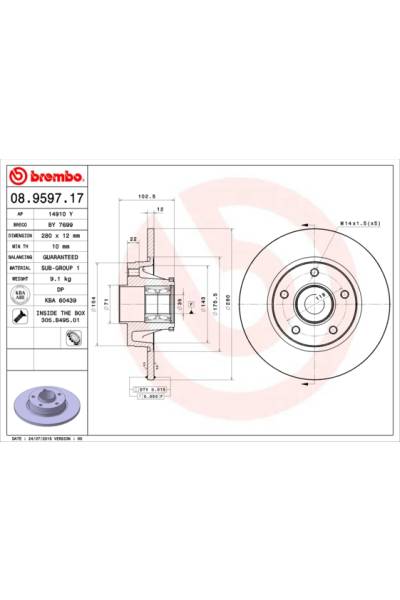 Disco  freno BREMBO 65-08.9597.17