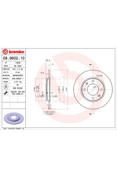 Disco  freno BREMBO 65-08.9602.10