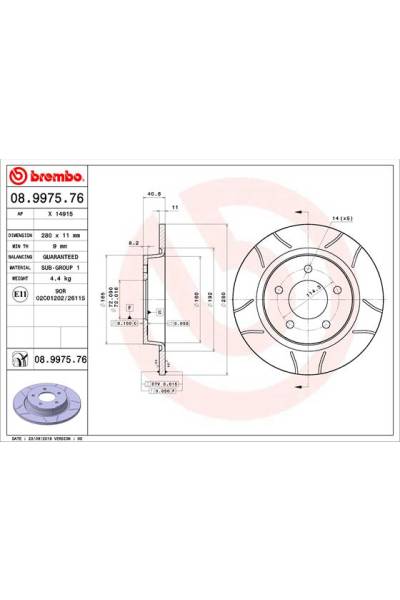 Disco freno brembo 65-08.9975.76