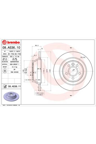 Disco  freno BREMBO 65-08.A536.11