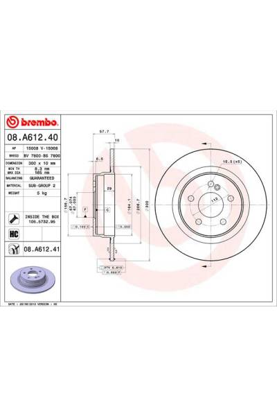 Disco  freno BREMBO 65-08.A612.41