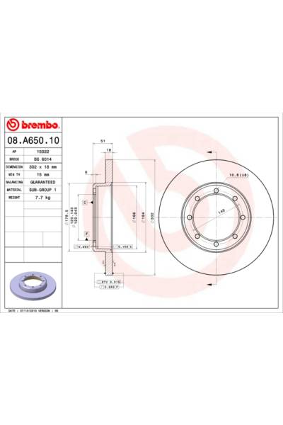 Disco  freno BREMBO 65-08.A650.10