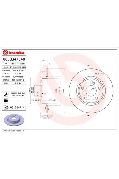 Disco freno brembo 65-08.B347.41