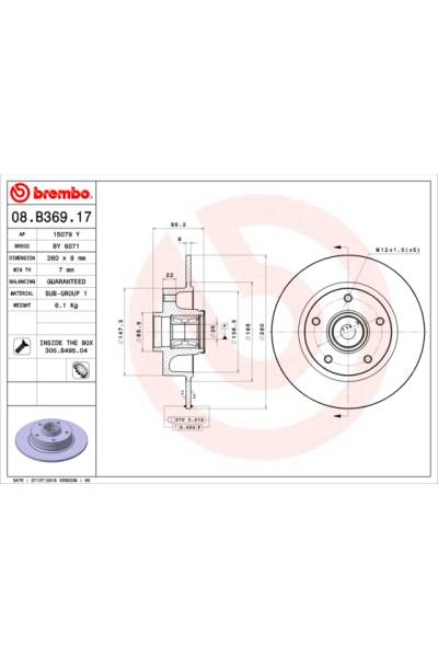 Disco  freno BREMBO 65-08.B369.17