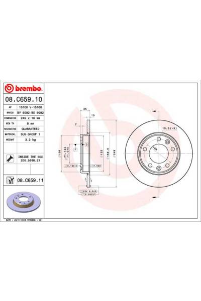 Disco freno brembo 65-08.C659.11