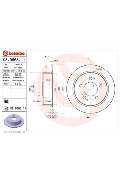 Disco freno brembo 65-08.D568.11