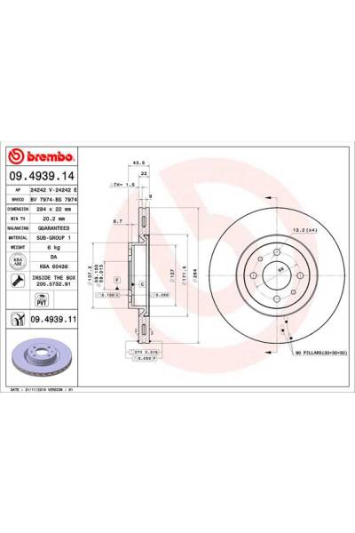 Disco freno brembo 65-09.4939.11