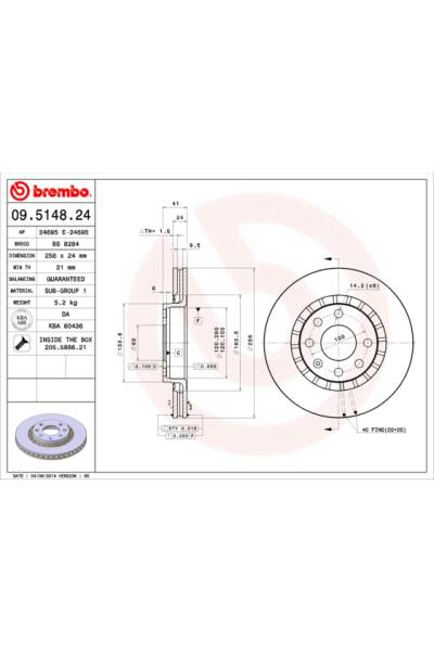 Disco  freno BREMBO 65-09.5148.24