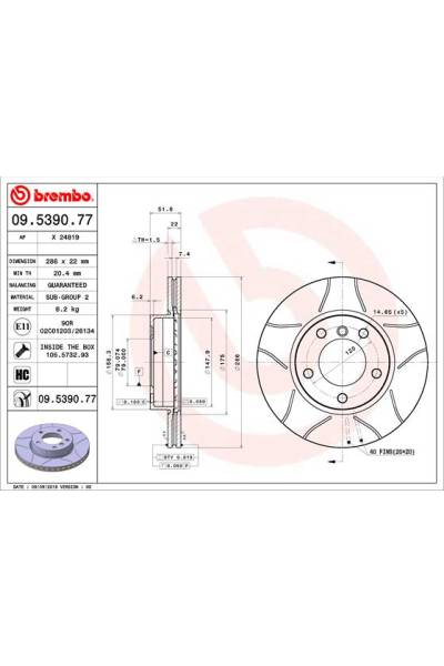 Disco  freno BREMBO 65-09.5390.77