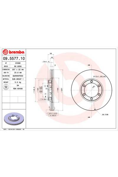 Disco  freno BREMBO 65-09.5577.10