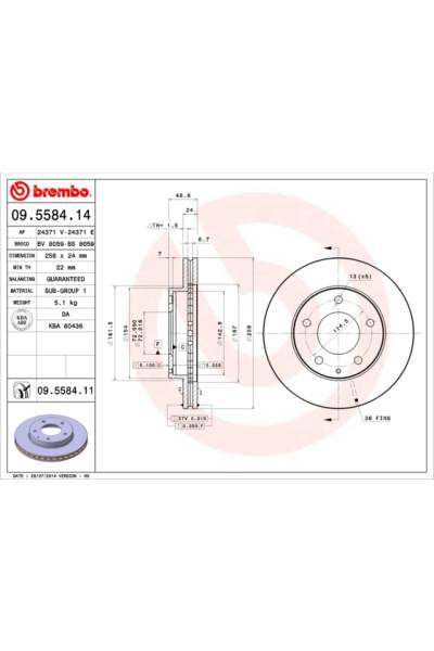 Disco  freno BREMBO 65-09.5584.11