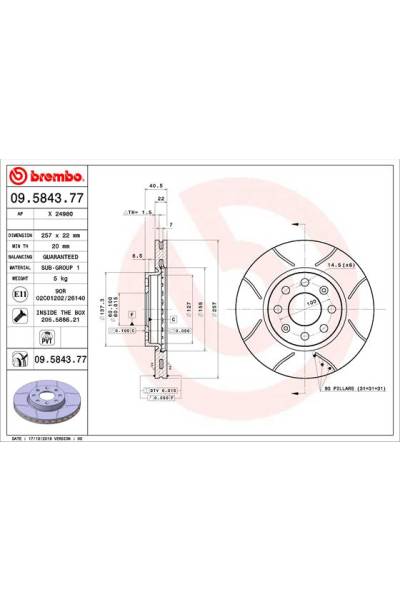 Disco freno brembo 65-09.5843.77