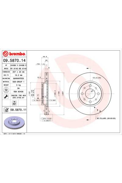 Disco  freno BREMBO 65-09.5870.11