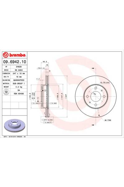 Disco  freno BREMBO 65-09.6942.10