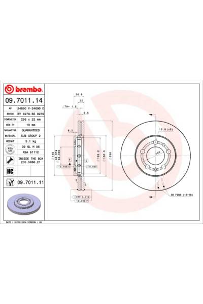 Disco  freno BREMBO 65-09.7011.11